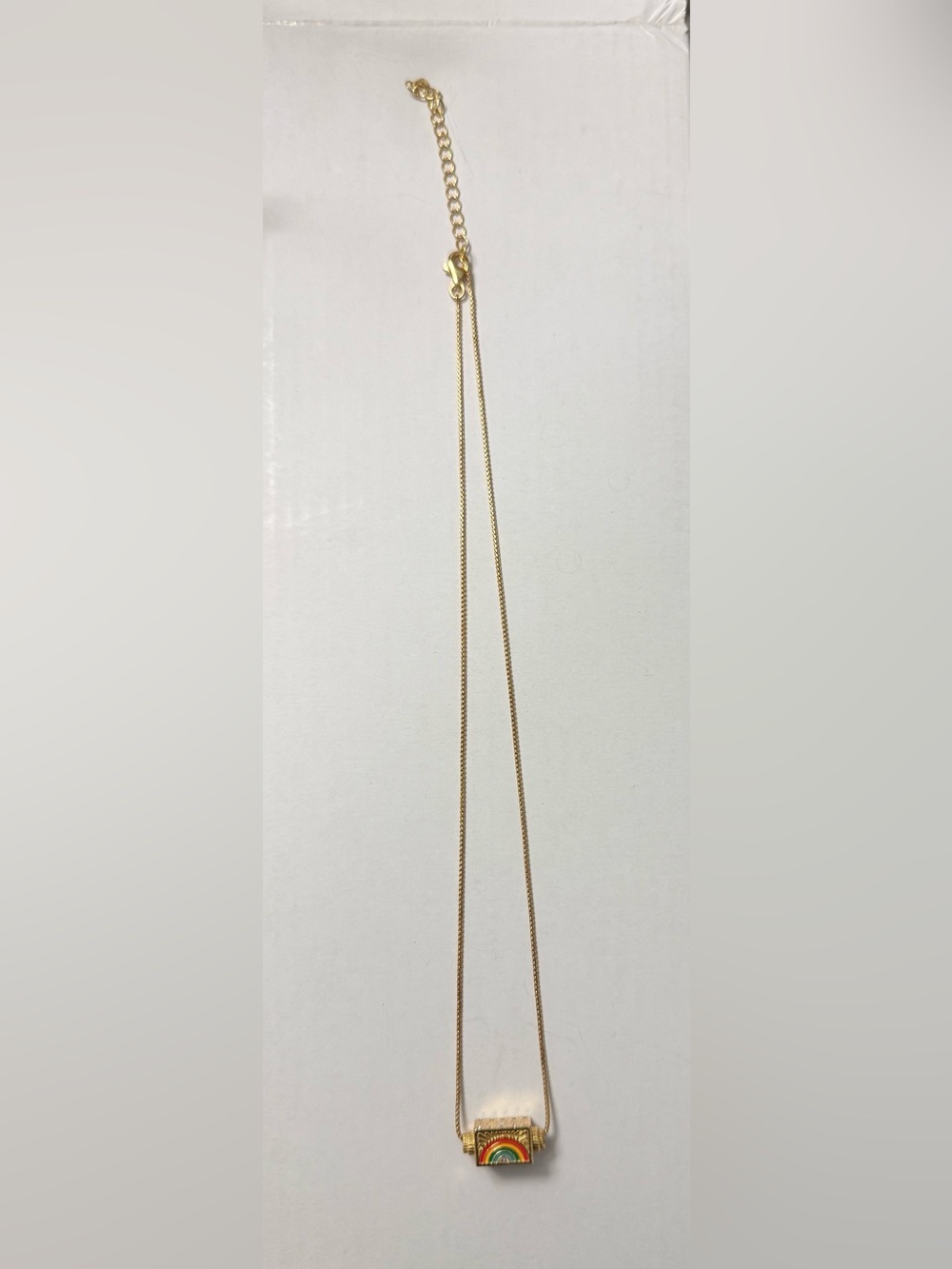 Anthropologie Gold Rainbow Cylinder Bar Pendant Necklace